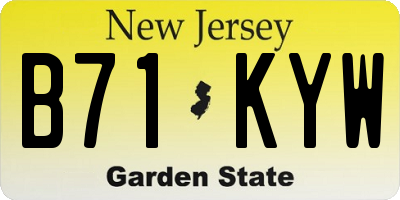 NJ license plate B71KYW