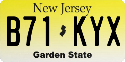 NJ license plate B71KYX