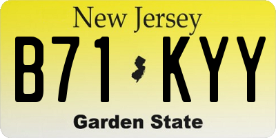 NJ license plate B71KYY
