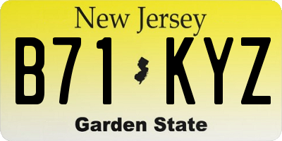 NJ license plate B71KYZ