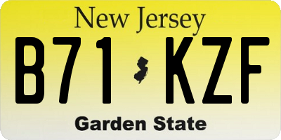 NJ license plate B71KZF