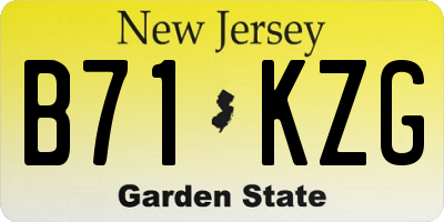 NJ license plate B71KZG