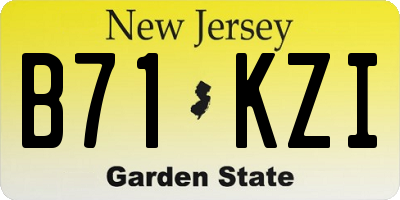 NJ license plate B71KZI