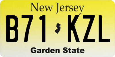 NJ license plate B71KZL