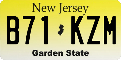 NJ license plate B71KZM