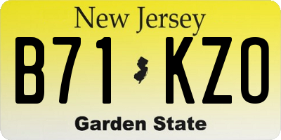 NJ license plate B71KZO