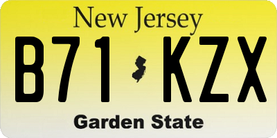 NJ license plate B71KZX