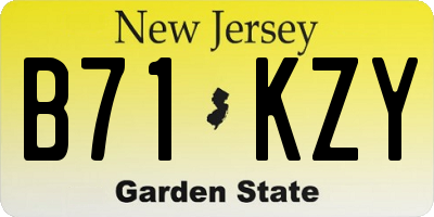 NJ license plate B71KZY