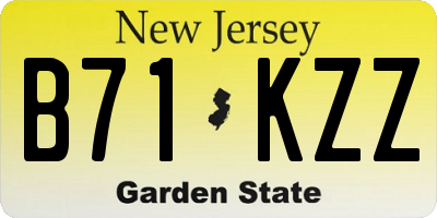 NJ license plate B71KZZ