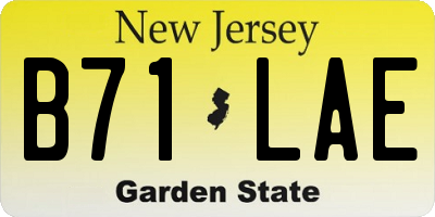 NJ license plate B71LAE