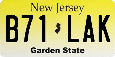 NJ license plate B71LAK