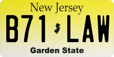 NJ license plate B71LAW