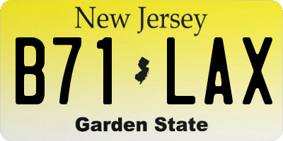 NJ license plate B71LAX