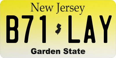 NJ license plate B71LAY