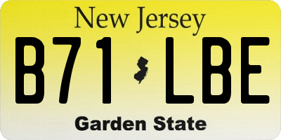 NJ license plate B71LBE