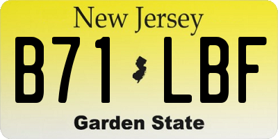 NJ license plate B71LBF