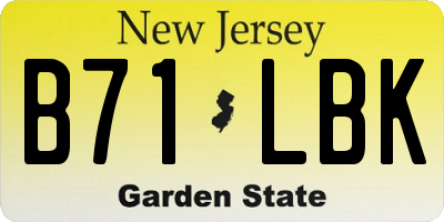NJ license plate B71LBK