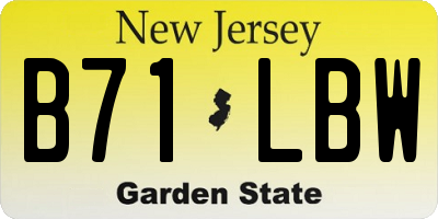 NJ license plate B71LBW