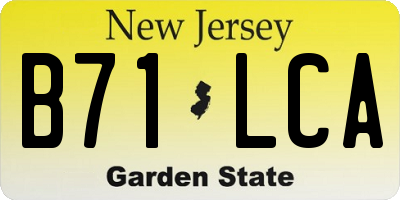 NJ license plate B71LCA