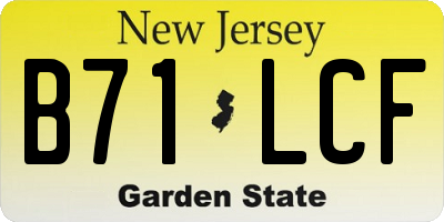 NJ license plate B71LCF