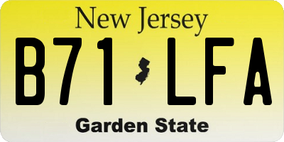 NJ license plate B71LFA