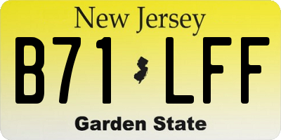 NJ license plate B71LFF