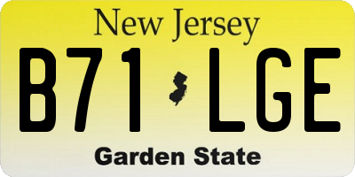 NJ license plate B71LGE