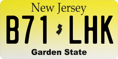 NJ license plate B71LHK