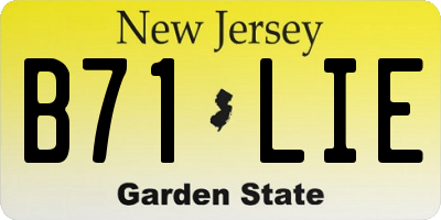 NJ license plate B71LIE