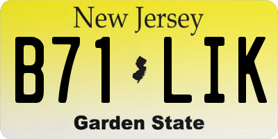 NJ license plate B71LIK