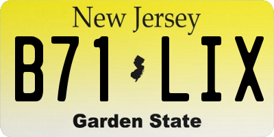 NJ license plate B71LIX