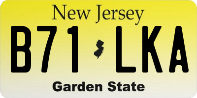 NJ license plate B71LKA