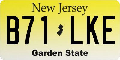 NJ license plate B71LKE