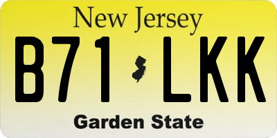 NJ license plate B71LKK
