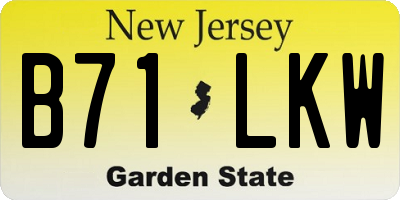 NJ license plate B71LKW