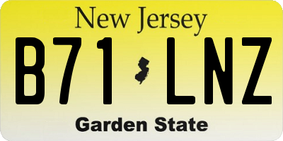 NJ license plate B71LNZ