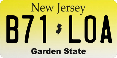 NJ license plate B71LOA