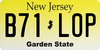 NJ license plate B71LOP