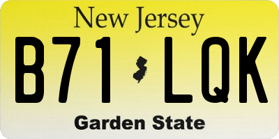 NJ license plate B71LQK