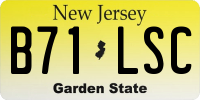 NJ license plate B71LSC