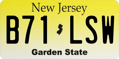 NJ license plate B71LSW