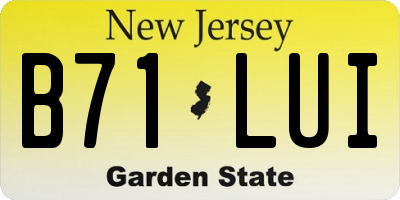NJ license plate B71LUI