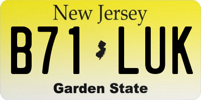 NJ license plate B71LUK