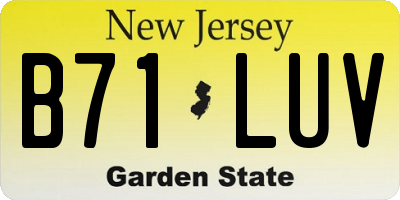 NJ license plate B71LUV