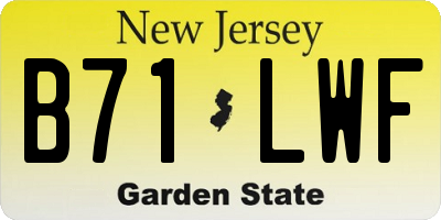 NJ license plate B71LWF