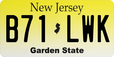 NJ license plate B71LWK