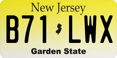 NJ license plate B71LWX