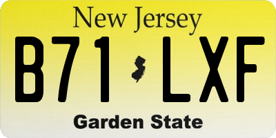 NJ license plate B71LXF