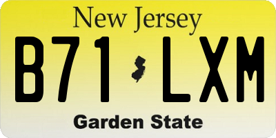 NJ license plate B71LXM