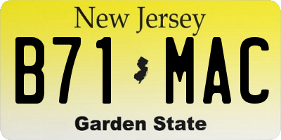 NJ license plate B71MAC
